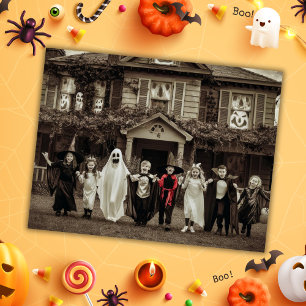 Carte Postale Halloween Vintage avec des enfants en costumes