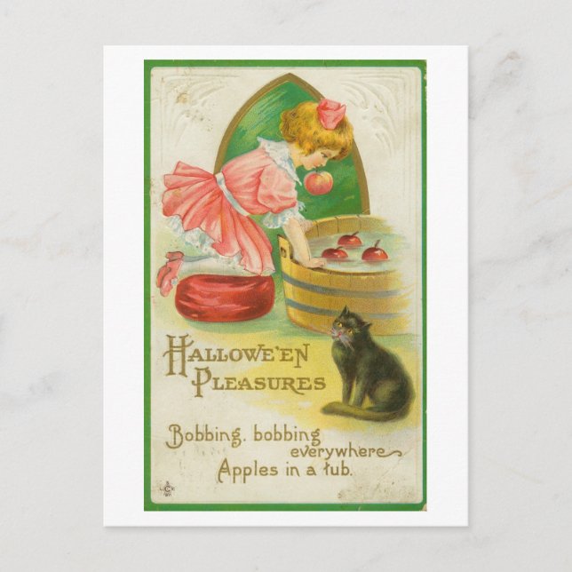 Carte postale Halloween vintage Bobbing pour les p (Devant)