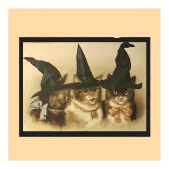 Carte Postale Halloween Vintage Chats Noirs (Créateur téléchargé)