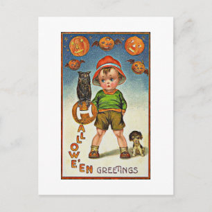 Carte Postale Halloween Vintage et Éffrayant pour un enfant