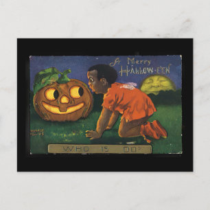 Carte Postale Halloween vintage - Fille afro-américaine (1909)