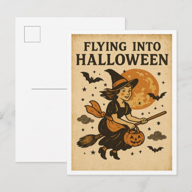 Carte Postale Halloween vintage volant (Devant / Derrière)