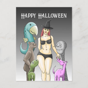 Carte Postale Halloween Witch