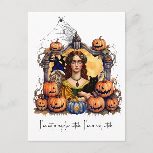 Carte Postale Halloween Witch avec citation (Devant)