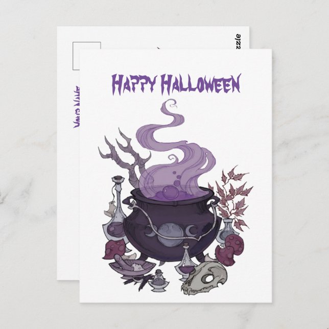 Carte Postale Halloween Witch Brew (Devant / Derrière)