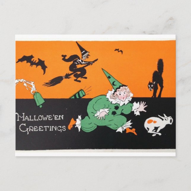 Carte postale Halloween Witch Clown : Whimsical Fu (Devant)