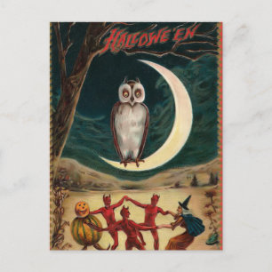 Carte postale Halloween Witch et Devil Invitation