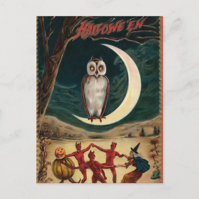 Carte postale Halloween Witch et Devil Invitation (Devant)