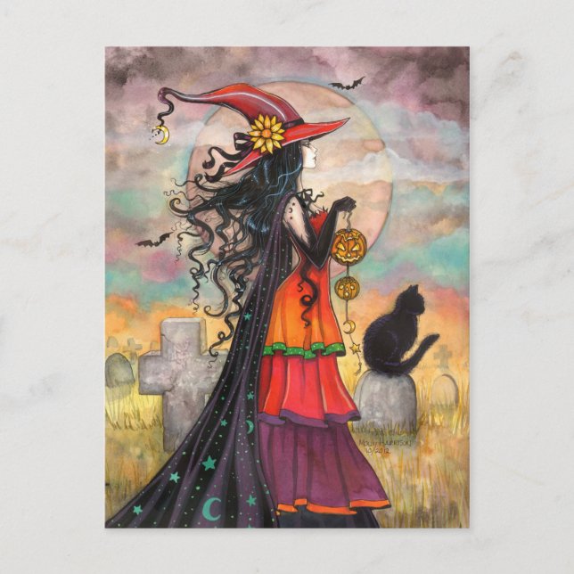 Carte Postale Halloween Witch Imaginaire Art par Molly Harrison" (Devant)