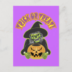 Carte Postale Halloween Witch Skull