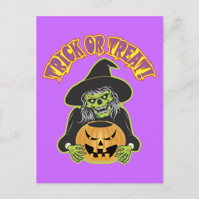 Carte Postale Halloween Witch Skull (Devant)