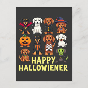 Carte Postale Hallowiener Éffrayant Halloween Chien Weiner