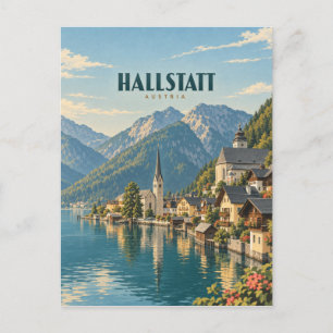 Carte Postale Hallstatt Autriche Art de Voyage Vintage