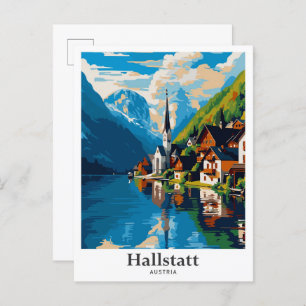 Carte Postale Hallstatt Autriche Illustration Vintage voyage