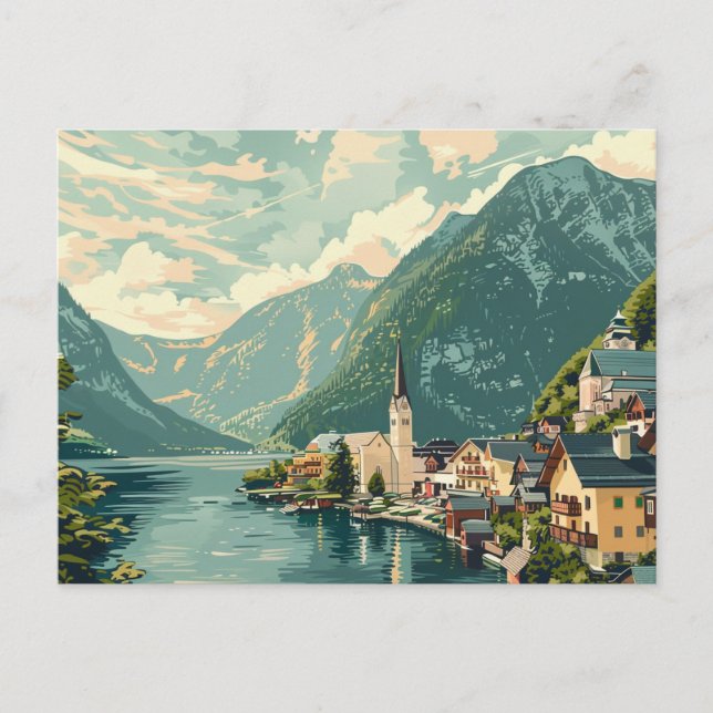 Carte Postale Hallstatt, Autriche Vintage voyage (Devant)
