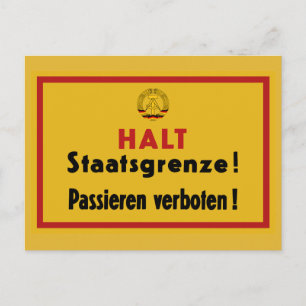 Carte Postale Halt Staatsgrenze ! Symbole de Berlin