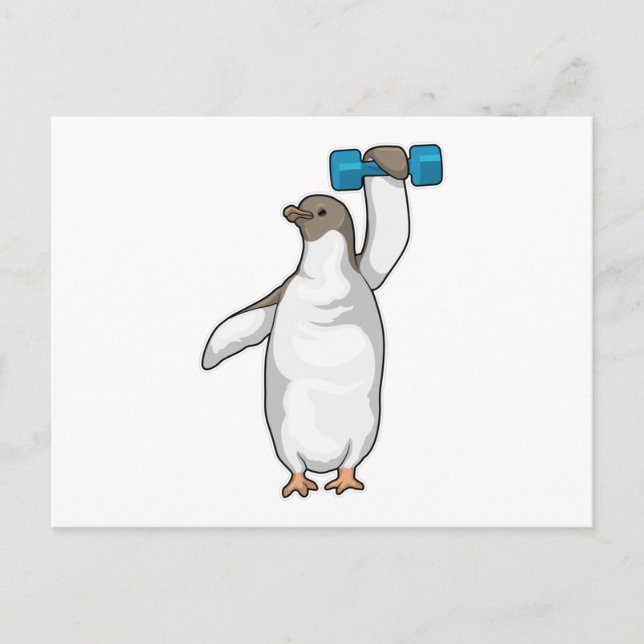 Carte Postale Haltère de Fitness Pingouin (Devant)