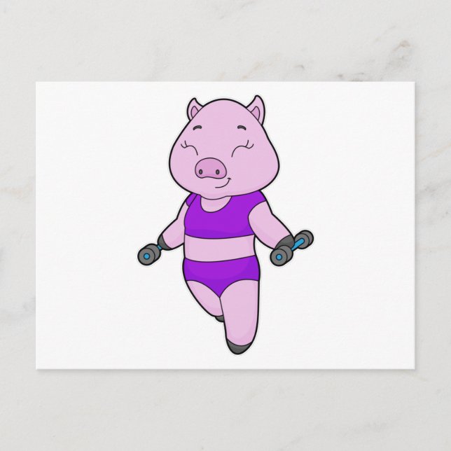 Carte Postale Haltère de forme pour porc (Devant)