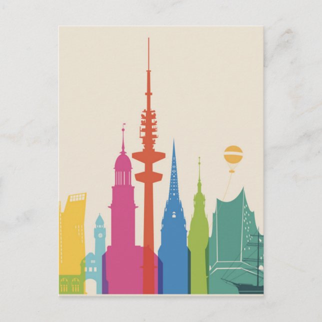 Carte Postale Hambourg Allemagne Skyline (Devant)