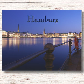 Carte Postale Hambourg Binnenalster blaue Stunde Postkarte