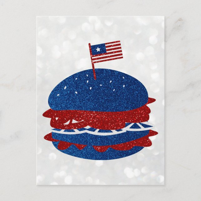 Carte Postale Hamburger 4 juillet Paillettes (Devant)