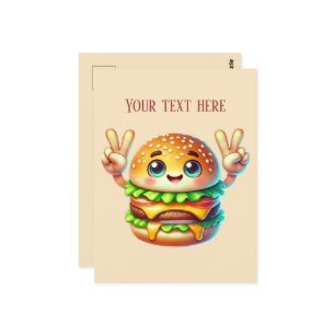 Carte Postale Hamburger amusant ajouter texte amoureux de nourri