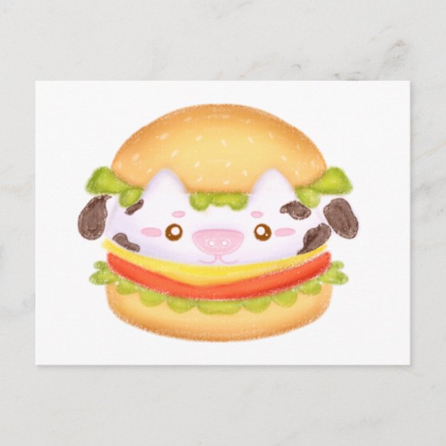 Carte Postale Hamburger de vache adorable (Devant)