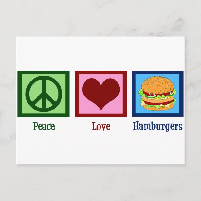 Carte Postale Hamburgers Peace Love (Devant)