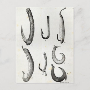 Carte Postale Hameçons de poissons préhistoriques et non civilis