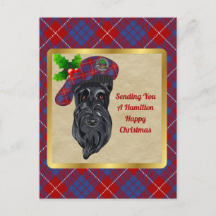 Carte Postale Hamilton Clan Badge & Tartan Christmas