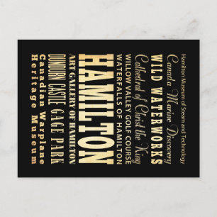 Carte Postale Hamilton Ville de l'Ontario Typographie Art