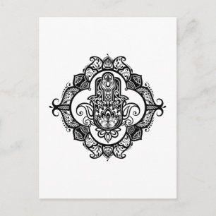 Carte Postale Hamsa Avec Ornements Ethniques Doodle
