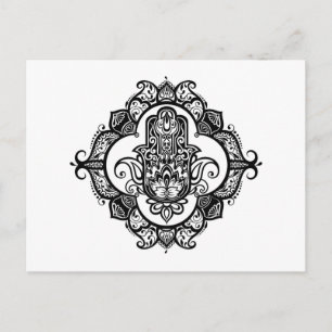 Carte Postale Hamsa Avec Ornements Ethniques Doodle