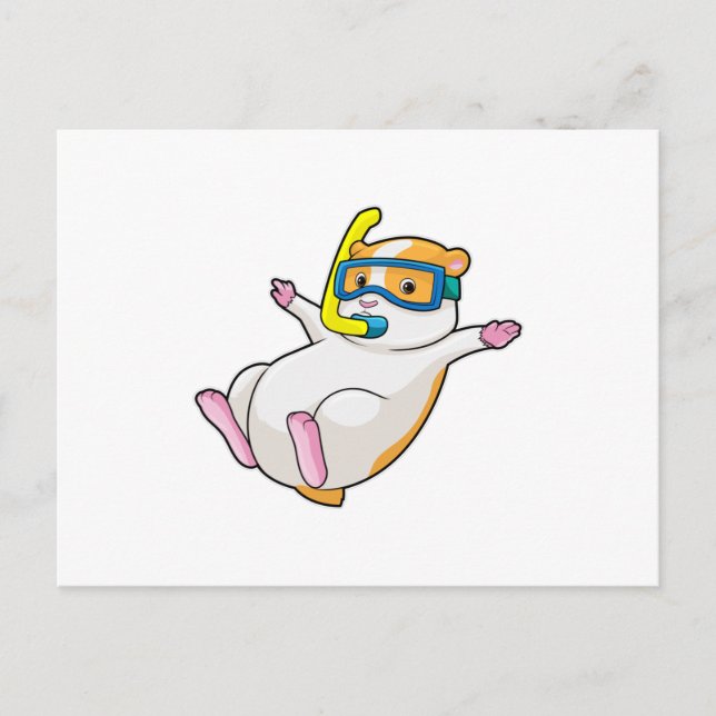 Carte Postale Hamster à la plongée avec lunettes de natation (Devant)