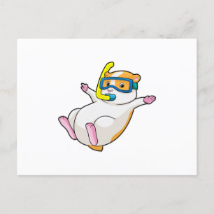 Carte Postale Hamster à Plongée avec lunettes de natation