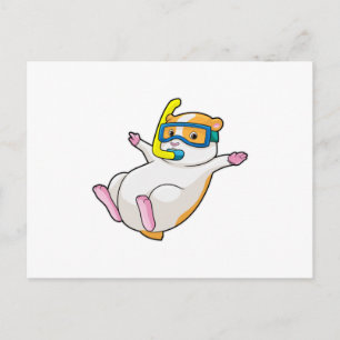 Carte Postale Hamster à Plongée avec lunettes de natation