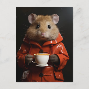 Carte Postale Hamster adorable avec beurre d'arachide dans une M