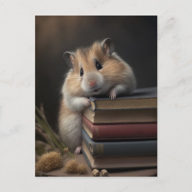 Carte Postale Hamster and books postcard (Devant)