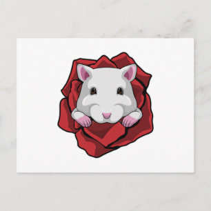Carte Postale Hamster avec Rose