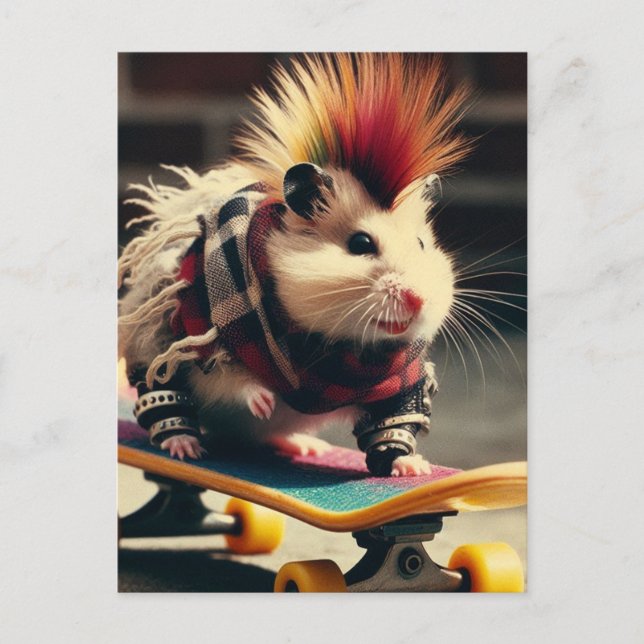 Carte Postale Hamster de skate punk (Devant)