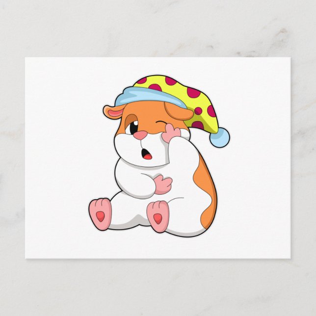 Carte Postale Hamster dormant avec tête endormie (Devant)