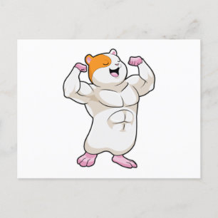 Carte Postale Hamster en Bodybuilder avec de grands Muscles