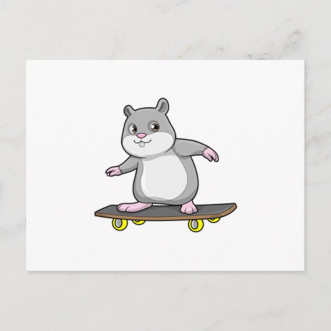 Carte Postale Hamster en skateur avec skateboard (Devant)