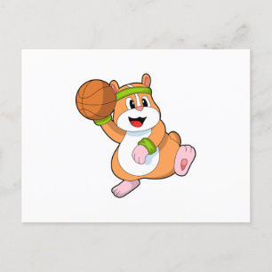 Carte Postale Hamster en tant que joueur de basket-ball avec un 
