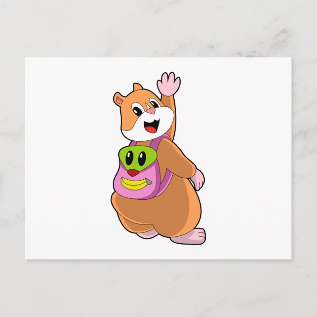Carte Postale Hamster en tant qu'étudiant avec cartable.PNG (Devant)