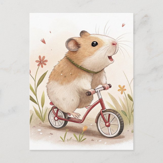 Carte Postale Hamster En Vélo (Devant)