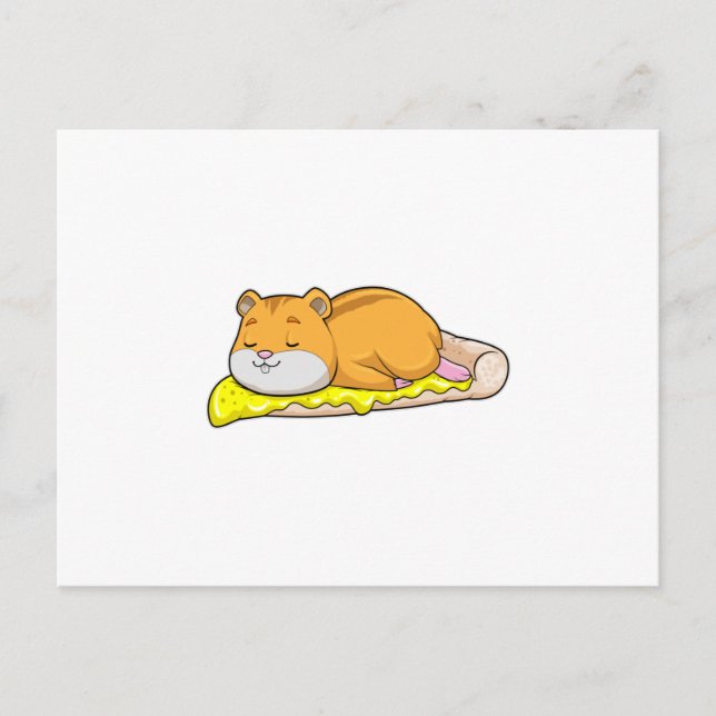Carte Postale Hamster et pizza au fromage (Devant)