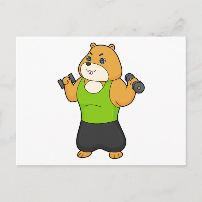 Carte Postale Hamster Fitness Dumbbell (Devant)