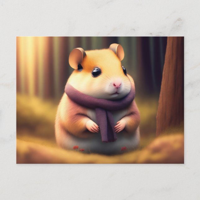 Carte Postale Hamster mignon avec foulard (Devant)