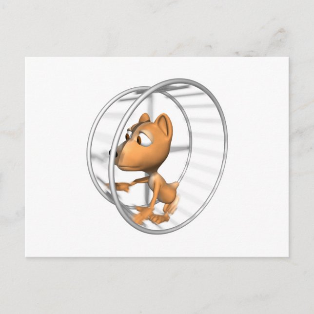 Carte Postale hamster mignon courant dans sa roue (Devant)